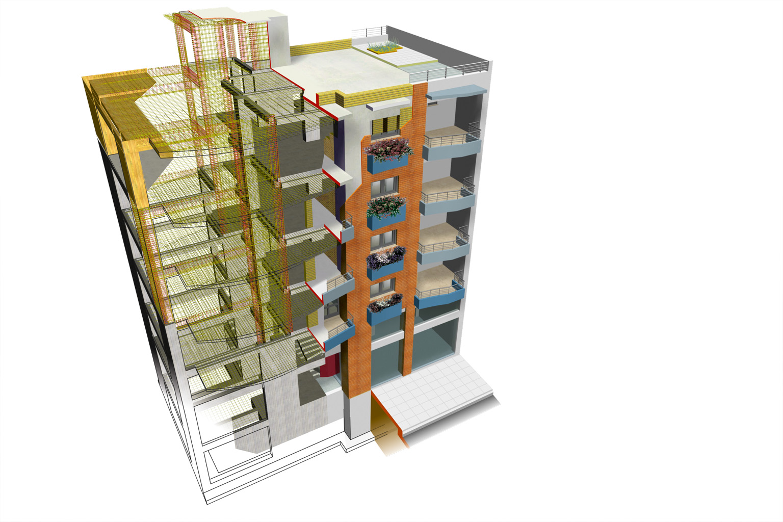 Modelo de un edificio de hormigón armado en HoloBIM